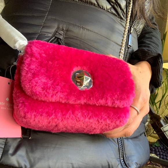 Authentic KATE SPADE FAUX FUR TURNLOCK Small CLUTCH/Crossbody - Picture 12 of 15